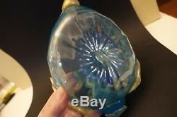 V-v21 MURANO ITALY ART GLASS SALVIATI GOLD DUST & BLUE SWAN BOWL