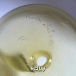 VENINI Italia Vintage Monofiori Glass VASE. Soffiato Amber & Red Lip Signed