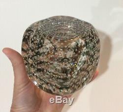 VENINI Pierre Cardin Murano Art Glass CUBE SCULPTURE Paperweight Bubbles Vintage