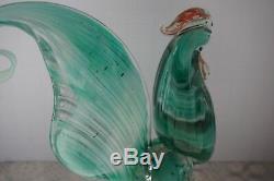 VERY RARE! 10.5 Vintage Antique Hand Blown Glass Rooster Peacock Bird Murano