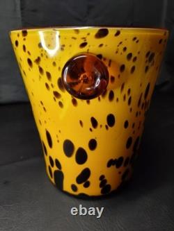 VGT MCM Tortoise Shell Hand Blown Glass Champagne/Ice Bucket Murano Italy 9.5x8
