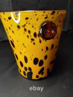 VGT MCM Tortoise Shell Hand Blown Glass Champagne/Ice Bucket Murano Italy 9.5x8