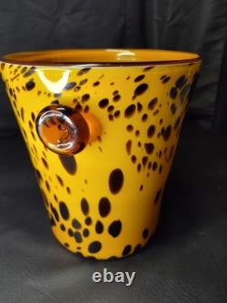 VGT MCM Tortoise Shell Hand Blown Glass Champagne/Ice Bucket Murano Italy 9.5x8