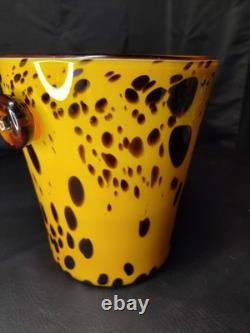 VGT MCM Tortoise Shell Hand Blown Glass Champagne/Ice Bucket Murano Italy 9.5x8