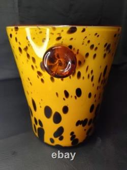 VGT MCM Tortoise Shell Hand Blown Glass Champagne/Ice Bucket Murano Italy 9.5x8
