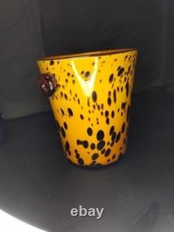 VGT MCM Tortoise Shell Hand Blown Glass Champagne/Ice Bucket Murano Italy 9.5x8