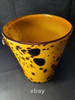 VGT MCM Tortoise Shell Hand Blown Glass Champagne/Ice Bucket Murano Italy 9.5x8