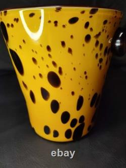 VGT MCM Tortoise Shell Hand Blown Glass Champagne/Ice Bucket Murano Italy 9.5x8