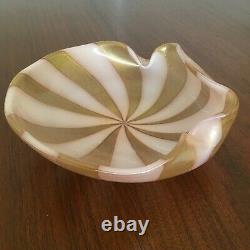VINTAGE 1940s Huge Murano PINK/GOLD Art Glass Shell Ashtray Candy Dish Bowl 9
