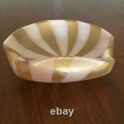 VINTAGE 1940s Huge Murano PINK/GOLD Art Glass Shell Ashtray Candy Dish Bowl 9