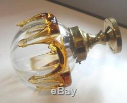 VINTAGE 1980s MURANO VENETIAN AMBER & CLEAR ART GLASS CEILING LIGHT