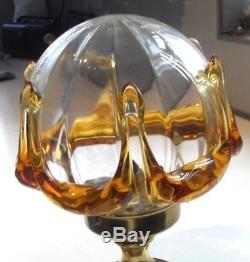 VINTAGE 1980s MURANO VENETIAN AMBER & CLEAR ART GLASS CEILING LIGHT