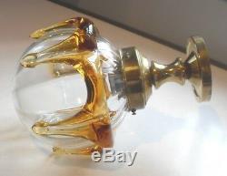 VINTAGE 1980s MURANO VENETIAN AMBER & CLEAR ART GLASS CEILING LIGHT