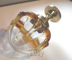 VINTAGE 1980s MURANO VENETIAN AMBER & CLEAR ART GLASS CEILING LIGHT