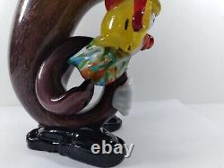 VINTAGE ART GLASS CLOWN With TUBA 8 VASE HAND BLOWN MURANO FIGURINE VTG