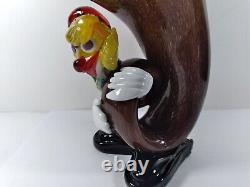 VINTAGE ART GLASS CLOWN With TUBA 8 VASE HAND BLOWN MURANO FIGURINE VTG