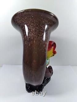 VINTAGE ART GLASS CLOWN With TUBA 8 VASE HAND BLOWN MURANO FIGURINE VTG