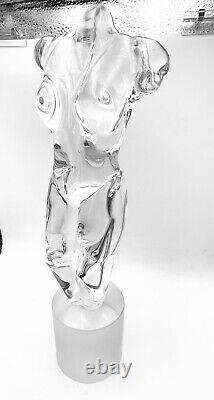 VINTAGE HUGE MURANO NUDE BODY/TORSO ITALIAN GLASS SCULPTURE SIGNED With LIGHT