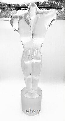 VINTAGE HUGE MURANO NUDE BODY/TORSO ITALIAN GLASS SCULPTURE SIGNED With LIGHT