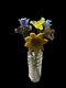 VINTAGE Hand Blown Glass Flowers in vase -Murano Style Long Stem 18