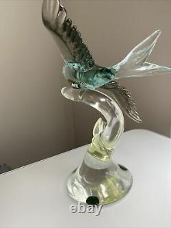 VINTAGE MURANO GLASS Flying Swallow with uranium glass elements Rare 11