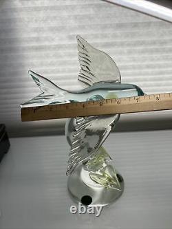 VINTAGE MURANO GLASS Flying Swallow with uranium glass elements Rare 11