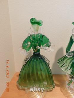 VINTAGE MURANO Hand Blown Dancing Couple -Green