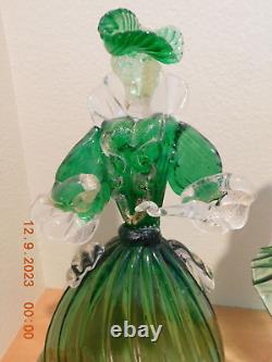 VINTAGE MURANO Hand Blown Dancing Couple -Green