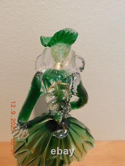 VINTAGE MURANO Hand Blown Dancing Couple -Green