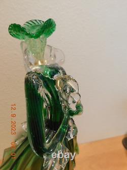 VINTAGE MURANO Hand Blown Dancing Couple -Green