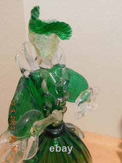 VINTAGE MURANO Hand Blown Dancing Couple -Green