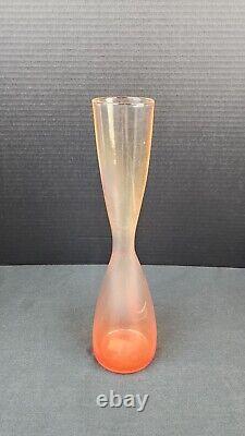 VINTAGE Mazzega Murano MCM Italy Hand Blown Art Glass Vase Orange 14