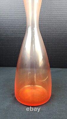 VINTAGE Mazzega Murano MCM Italy Hand Blown Art Glass Vase Orange 14