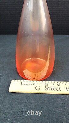 VINTAGE Mazzega Murano MCM Italy Hand Blown Art Glass Vase Orange 14