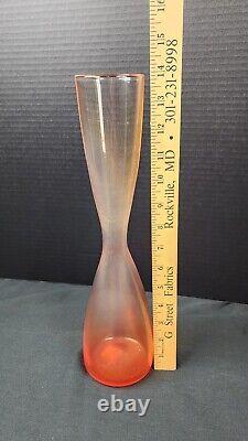 VINTAGE Mazzega Murano MCM Italy Hand Blown Art Glass Vase Orange 14