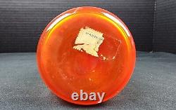 VINTAGE Mazzega Murano MCM Italy Hand Blown Art Glass Vase Orange 14