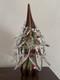 VINTAGE Murano Hand Blown Glass Christmas Tree With Gold Red Green swirl 11 1/2