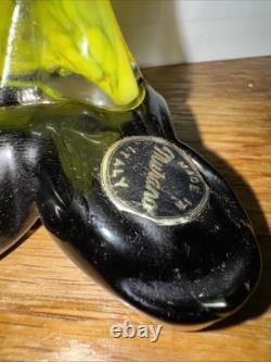 VINTAGE Murano Hand Blown Green Yellow Glass Clown Figurine Made In Italy