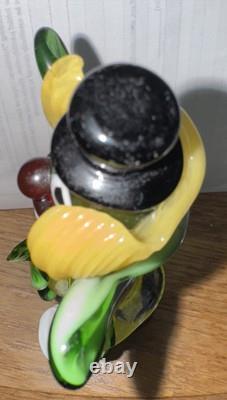 VINTAGE Murano Hand Blown Green Yellow Glass Clown Figurine Made In Italy