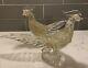 VINTAGE Pair of Murano Hand-Blown Art Glass Pheasants Clear withGold Dust. RARE