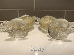 VINTAGE Pair of Murano Hand-Blown Art Glass Pheasants Clear withGold Dust. RARE