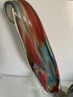 VTG 12 Colorful Rooster Hand Blown Art Glass Figure Murano Style