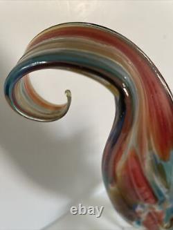 VTG 12 Colorful Rooster Hand Blown Art Glass Figure Murano Style