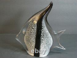 VTG Archimede Seguso Signed Murano Italian Art Glass Angel Fish Silver/Black MCM