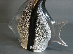 VTG Archimede Seguso Signed Murano Italian Art Glass Angel Fish Silver/Black MCM