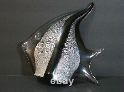 VTG Archimede Seguso Signed Murano Italian Art Glass Angel Fish Silver/Black MCM