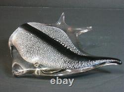 VTG Archimede Seguso Signed Murano Italian Art Glass Angel Fish Silver/Black MCM