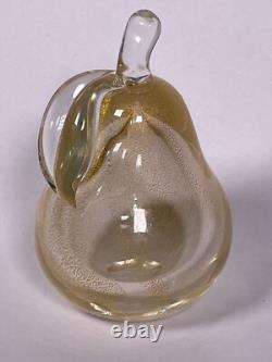 VTG Archimede Seguso Studio Art Murano Hand Blown Glass Gold Fleck Fruit Pear