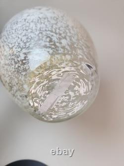 VTG Arte Murano Kristall Mery Hand Blown Glass Vase Italy 10 Speckled Ribbon