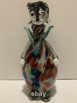 VTG Authentic Murano 13.5 In hand blown Glass Fat Clown Art Decanter